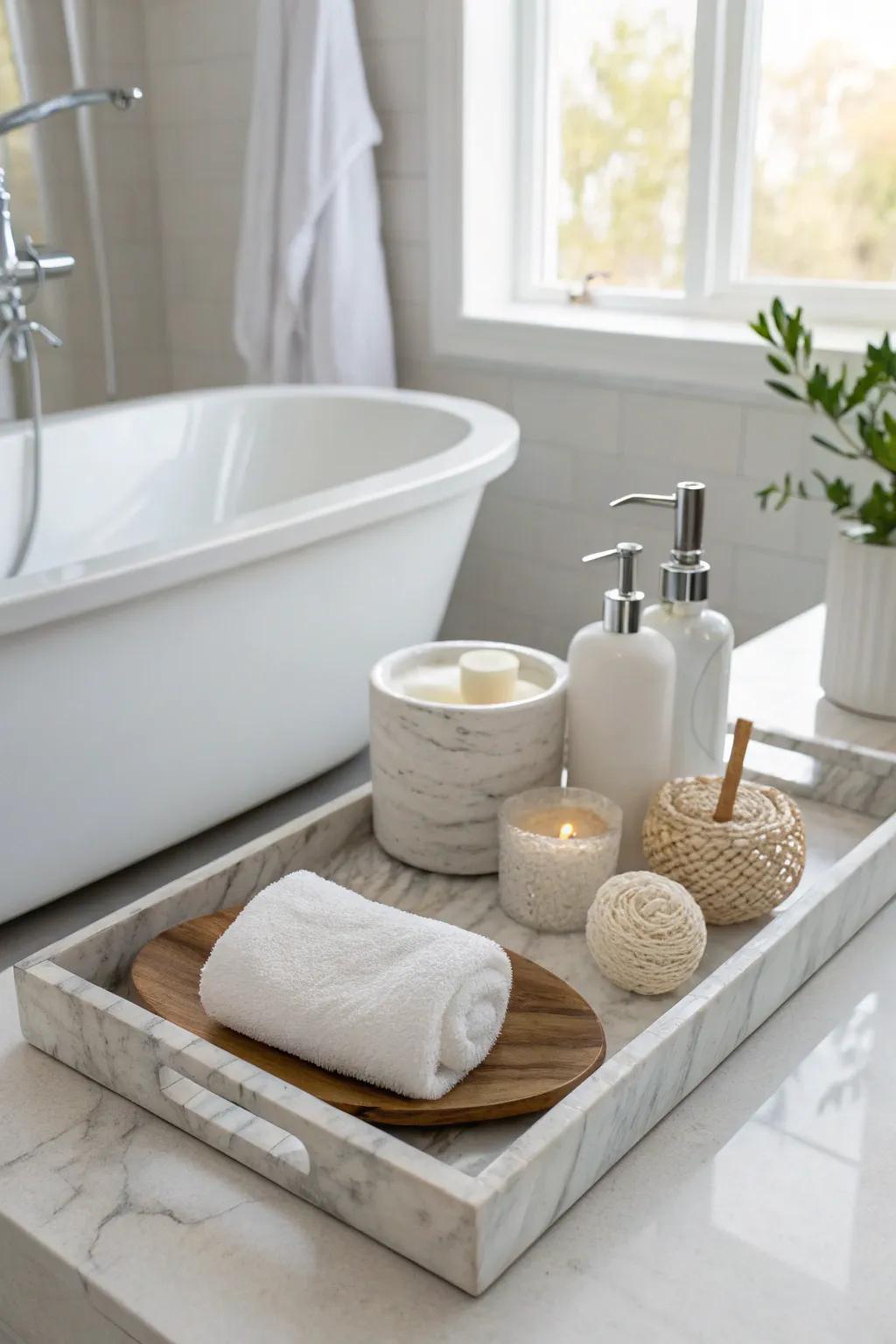 Elevate your bath decor with the elegance of stone.