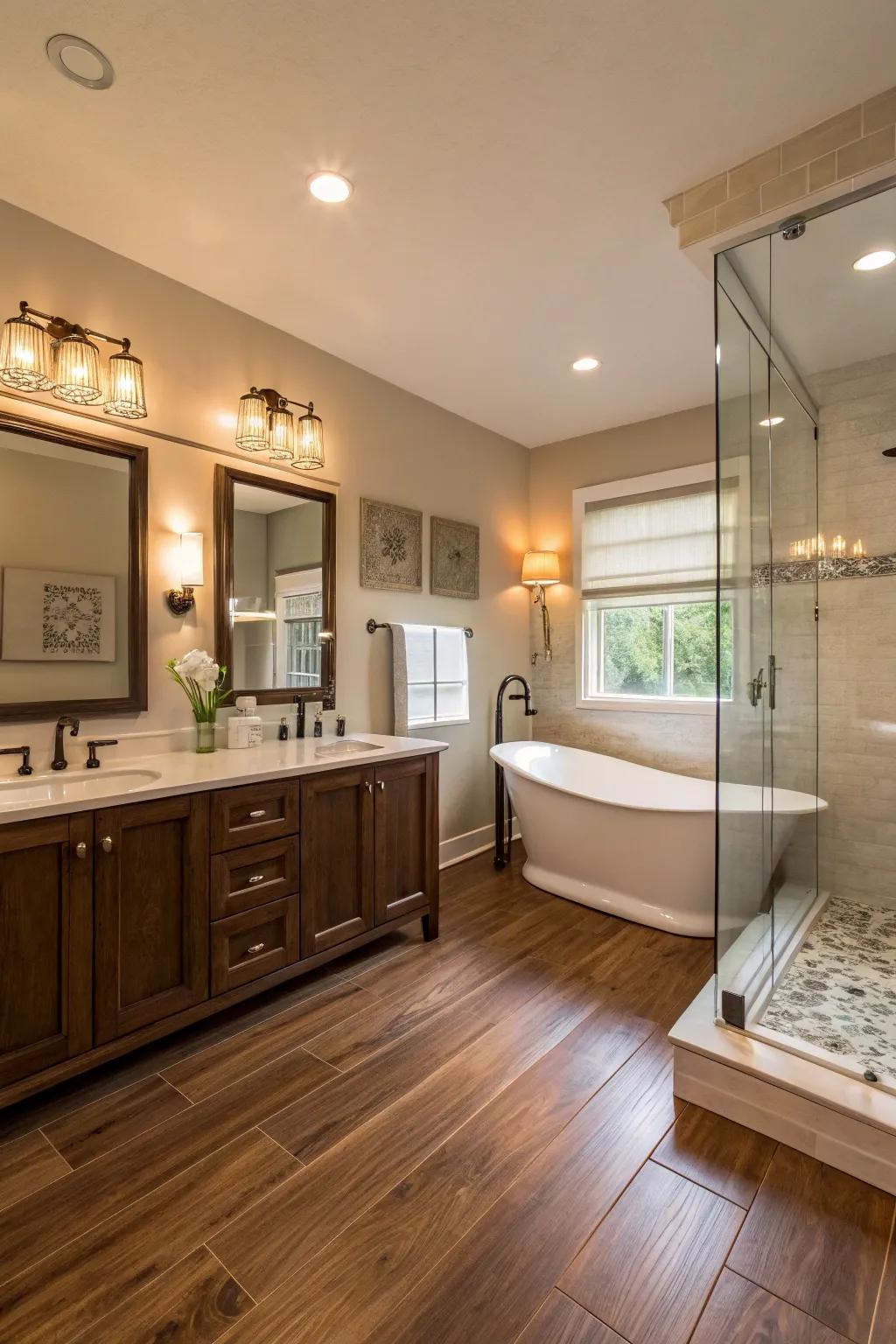 Encountering refined elegance through engineered hardwood.