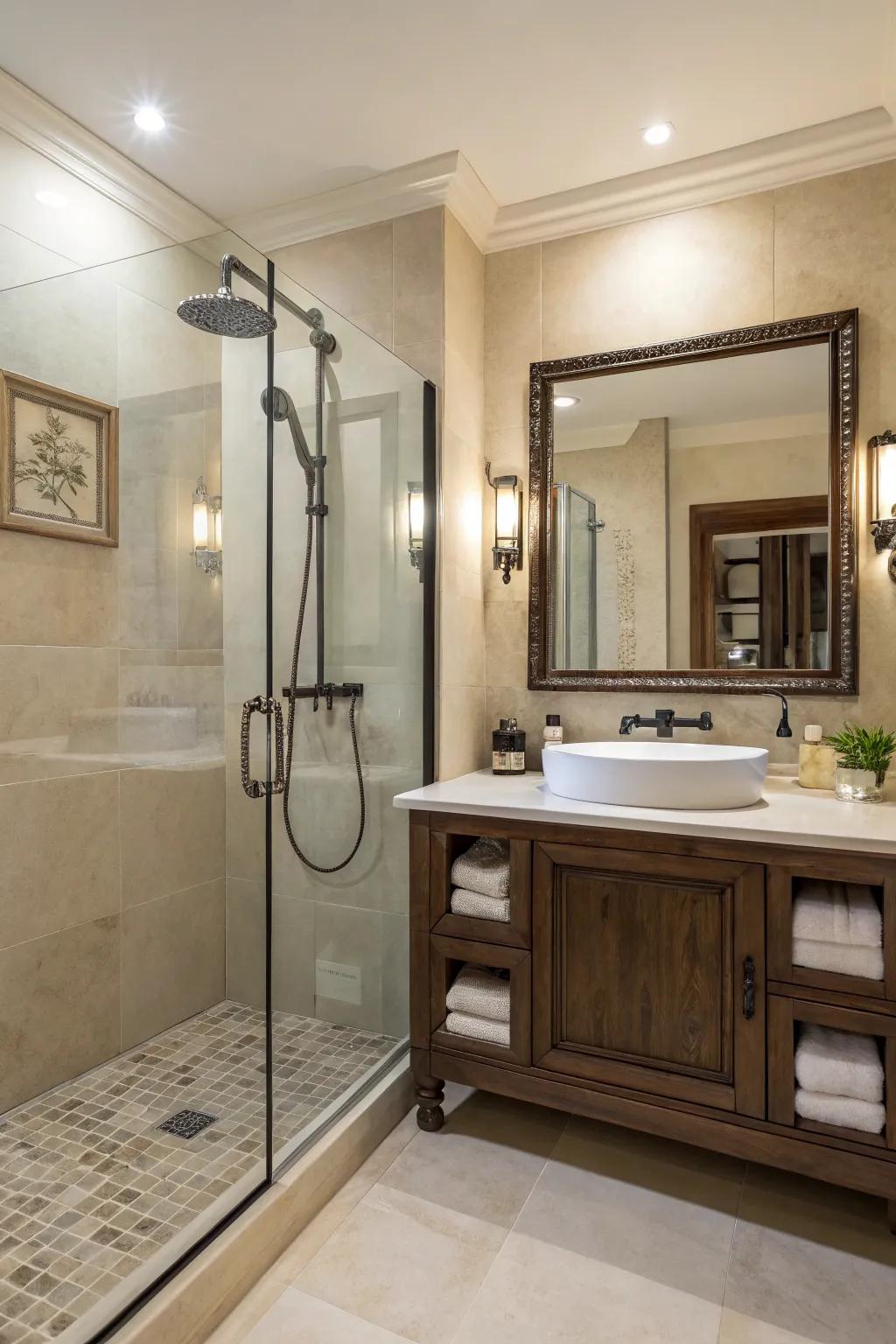 Mirrors that are camouflaged can produce a seamless, unified appearance.