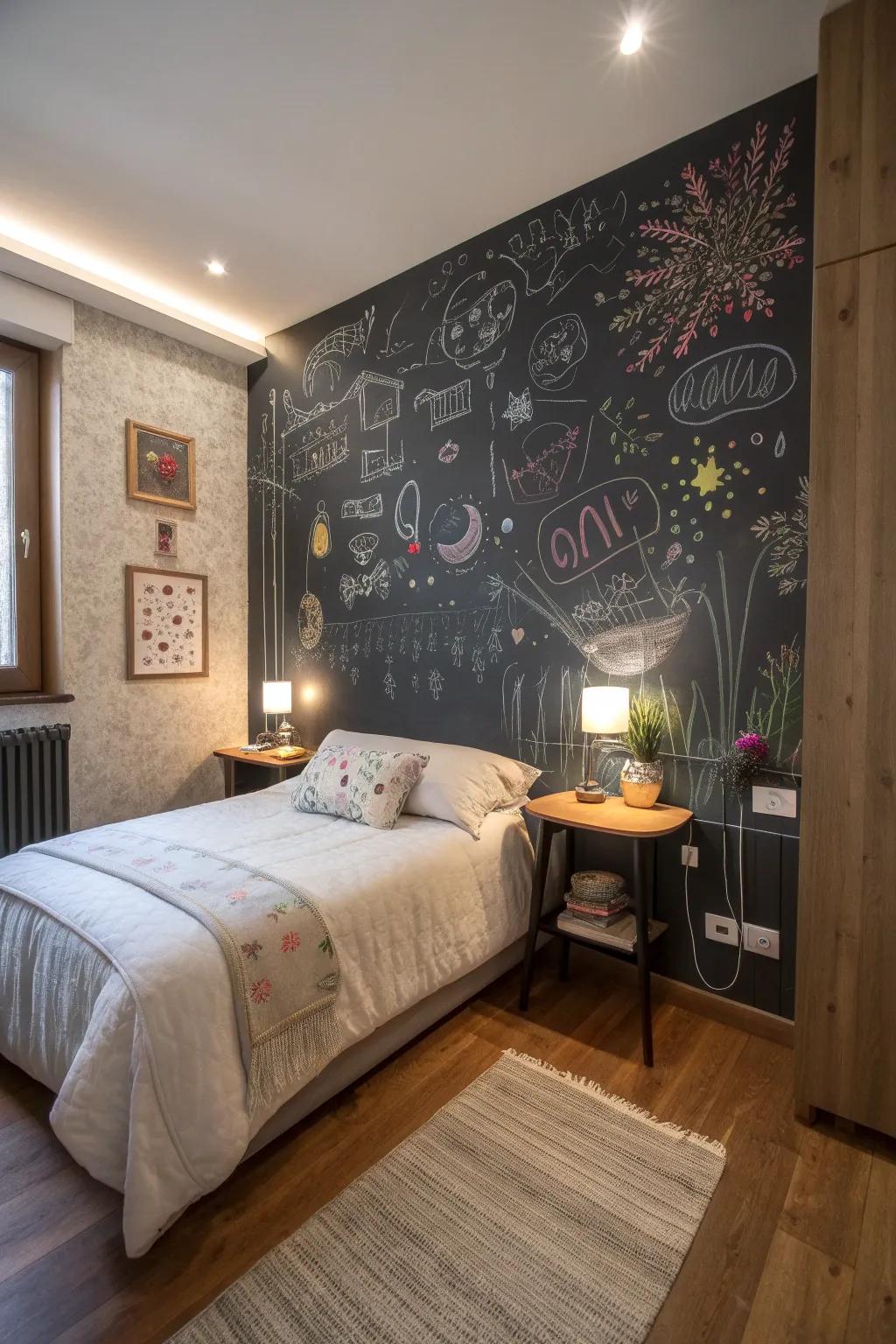 Chalkboard walls stimulate creativity.
