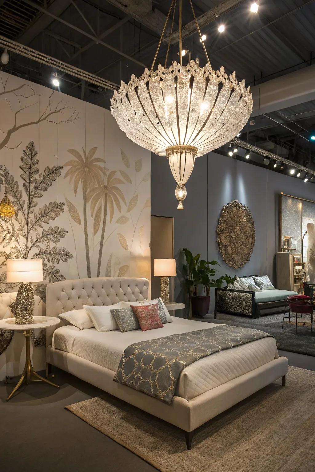 Make a statement with a sculptural chandelier.