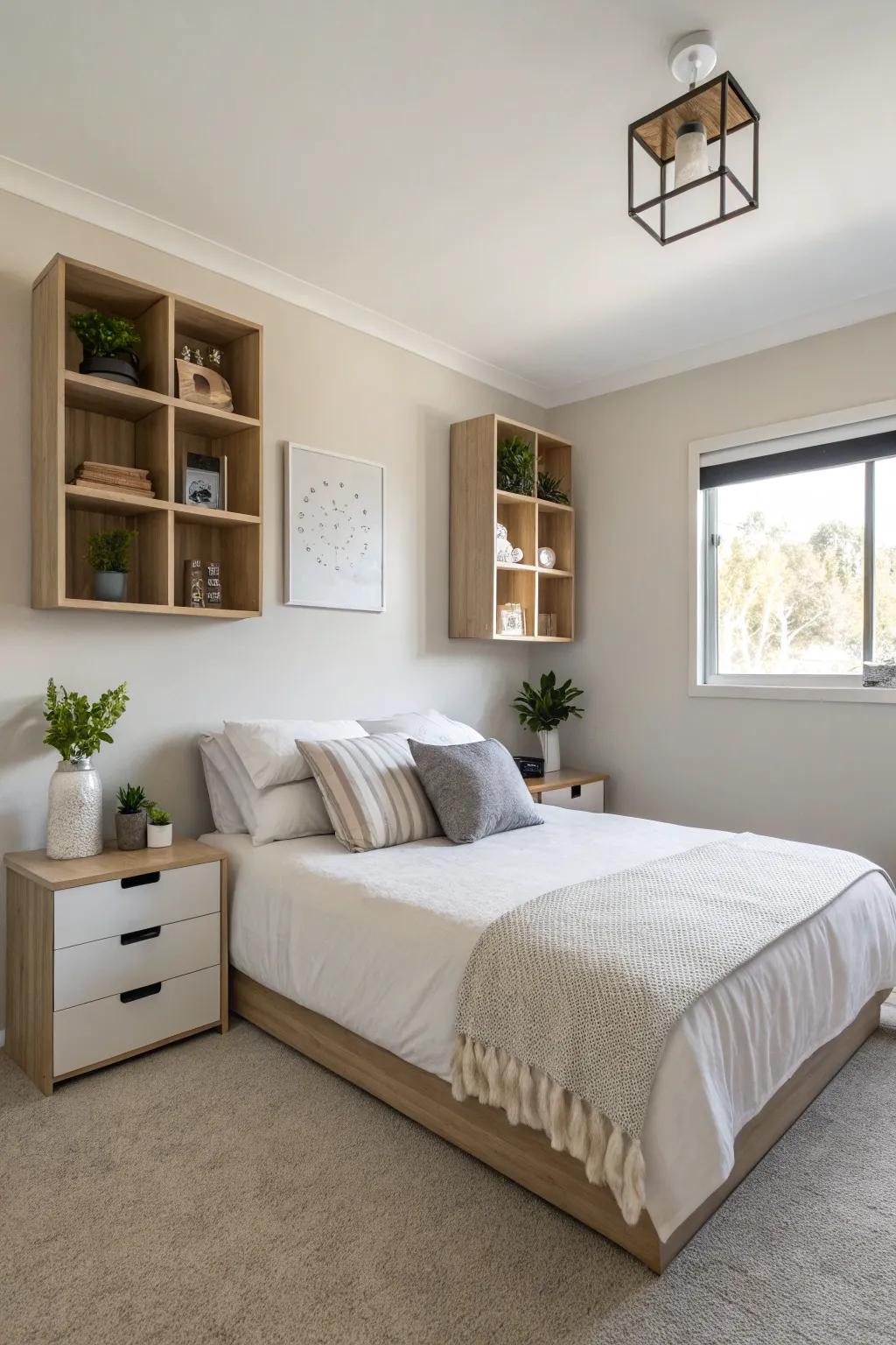 Accomplish a cutting-edge appearance via the incorporation of suspended cubby wizardry.