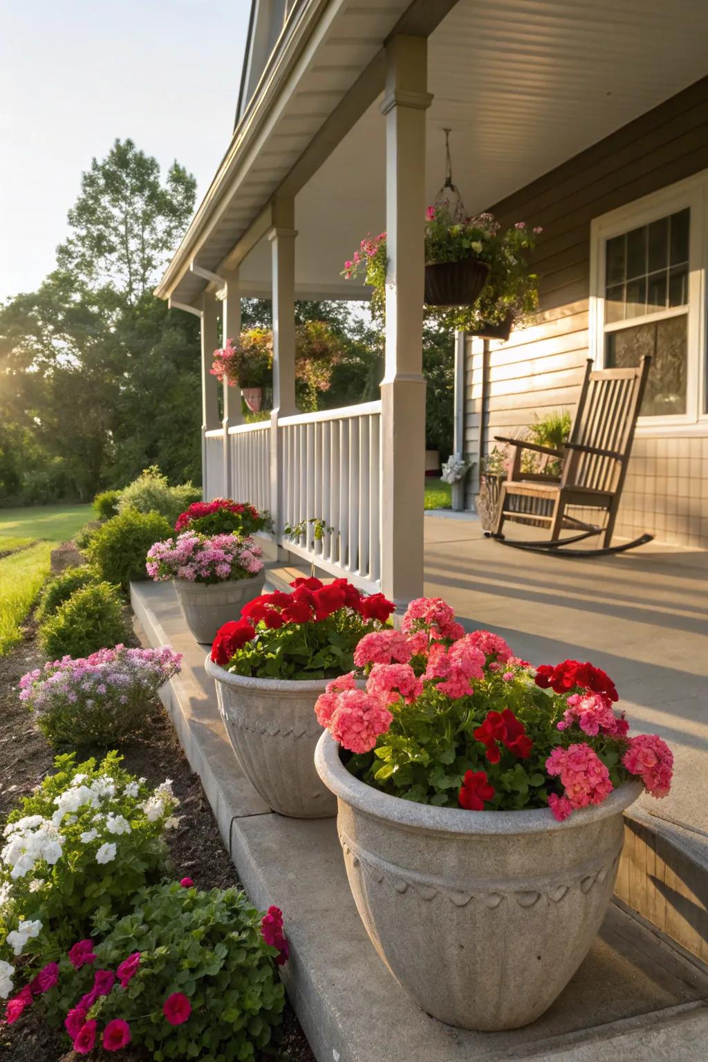 Goregous Garden Stars contribute color and charm to any front porch or garden.
