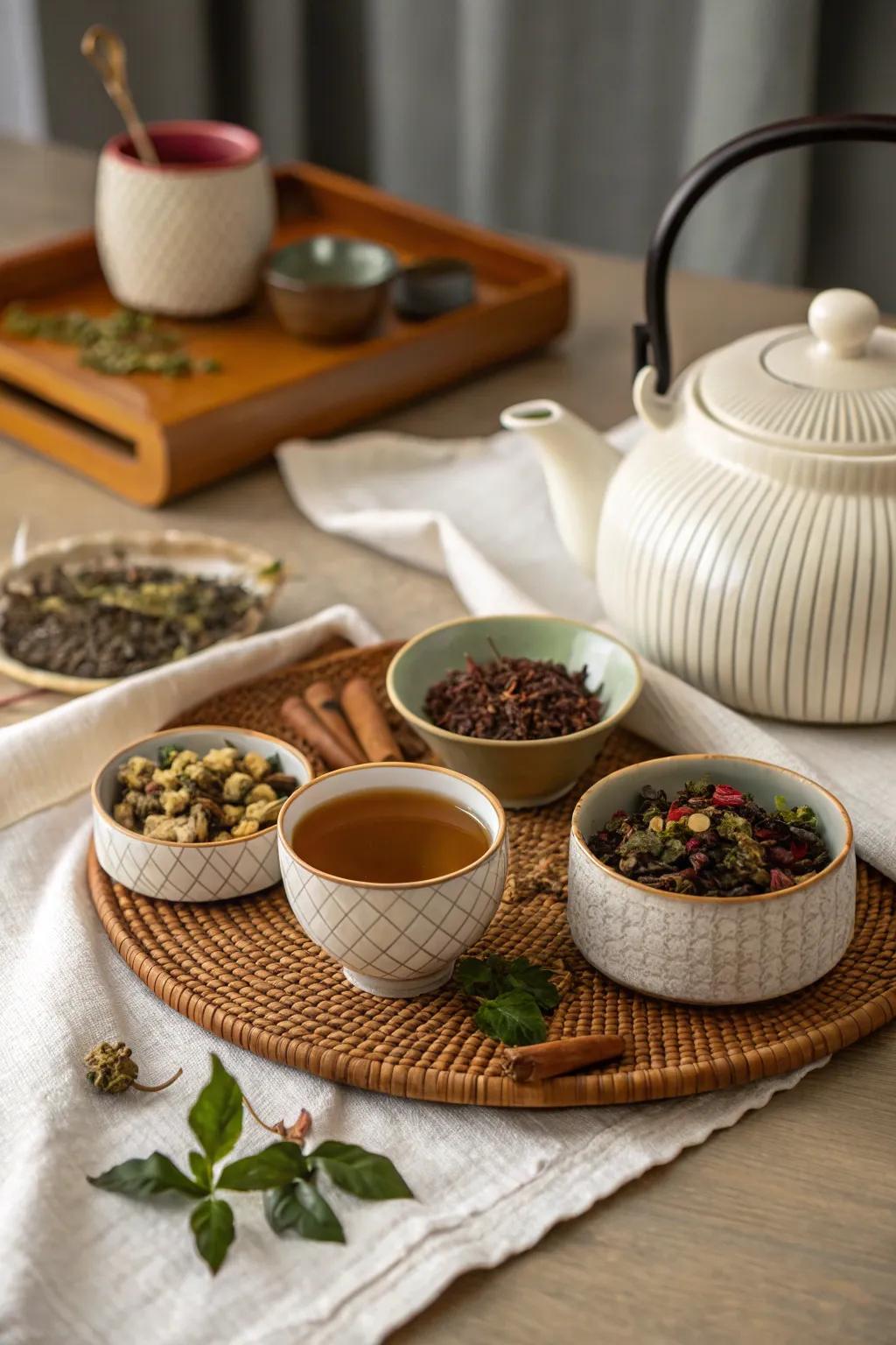 A fragrant herbal infusion assemblage is impeccable for soothing infusion time rituals.