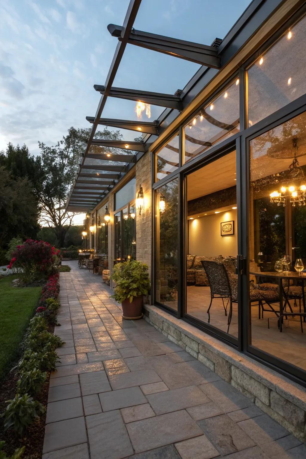 Reflective facets can aid in retaining and elevating patio warmth.