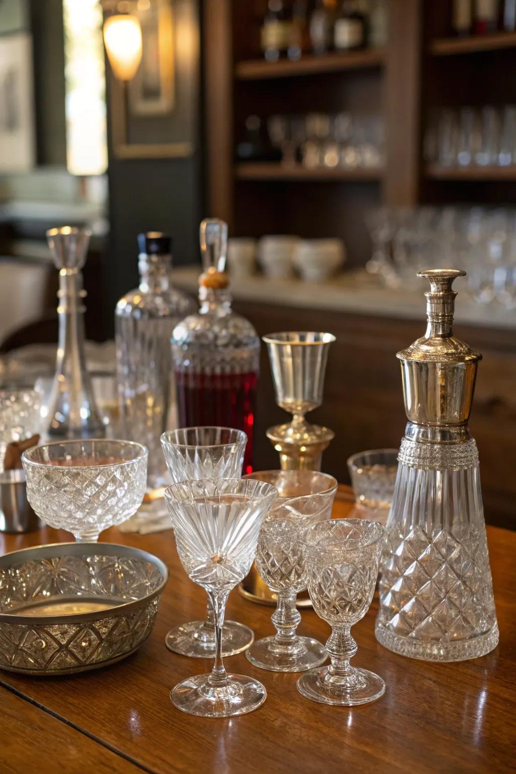 Sophisticated glassware infusing refinement and charisma