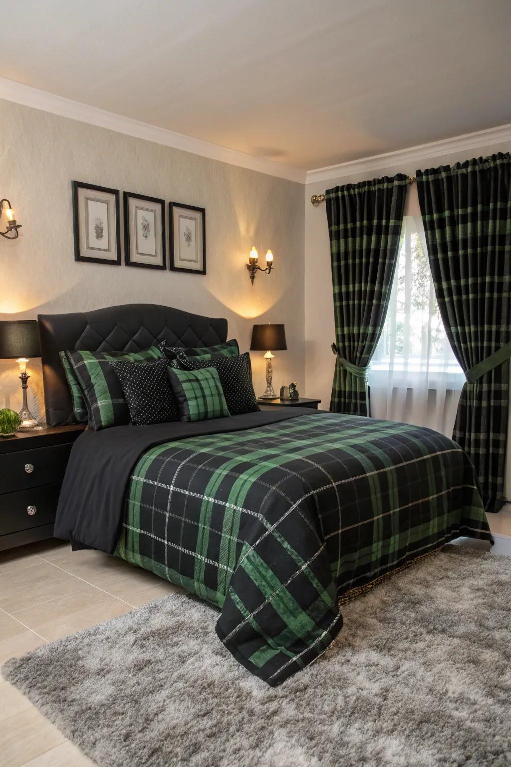 Tartan fabrics add a cozy, cabin-inspired touch.