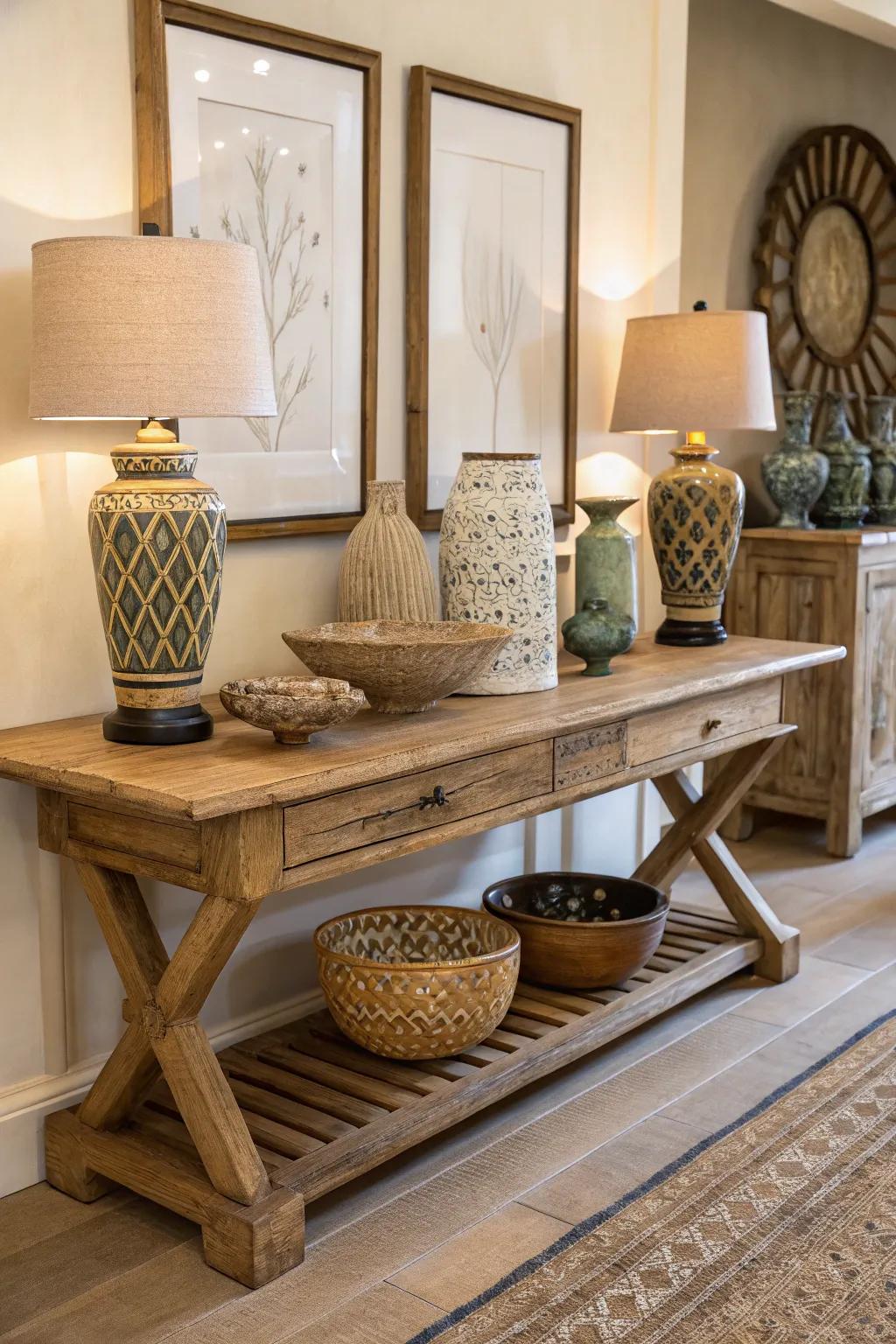 Artisan pieces add unique charm to your home.