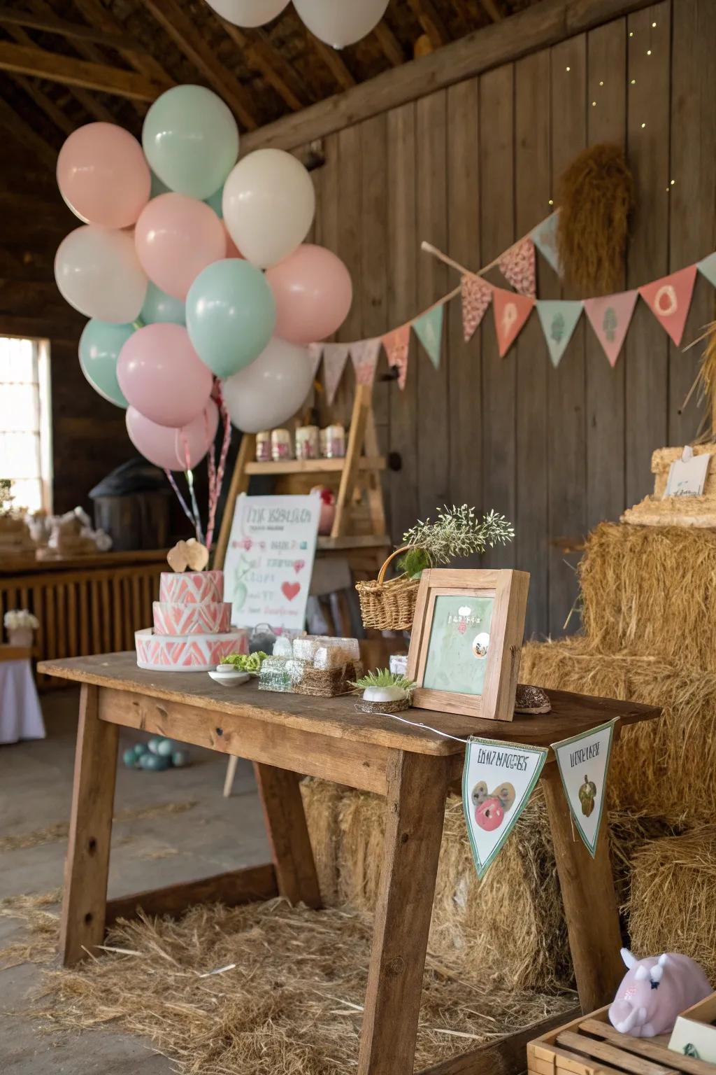 Agricultural-inspired baby shower with countryside and charming adornments