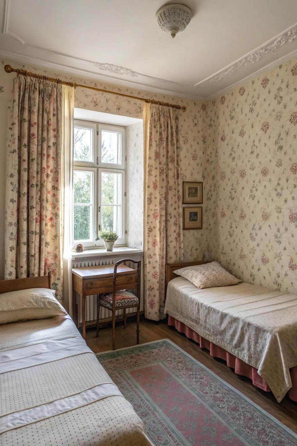 Delicate patterns add elegance and visual interest to the space.