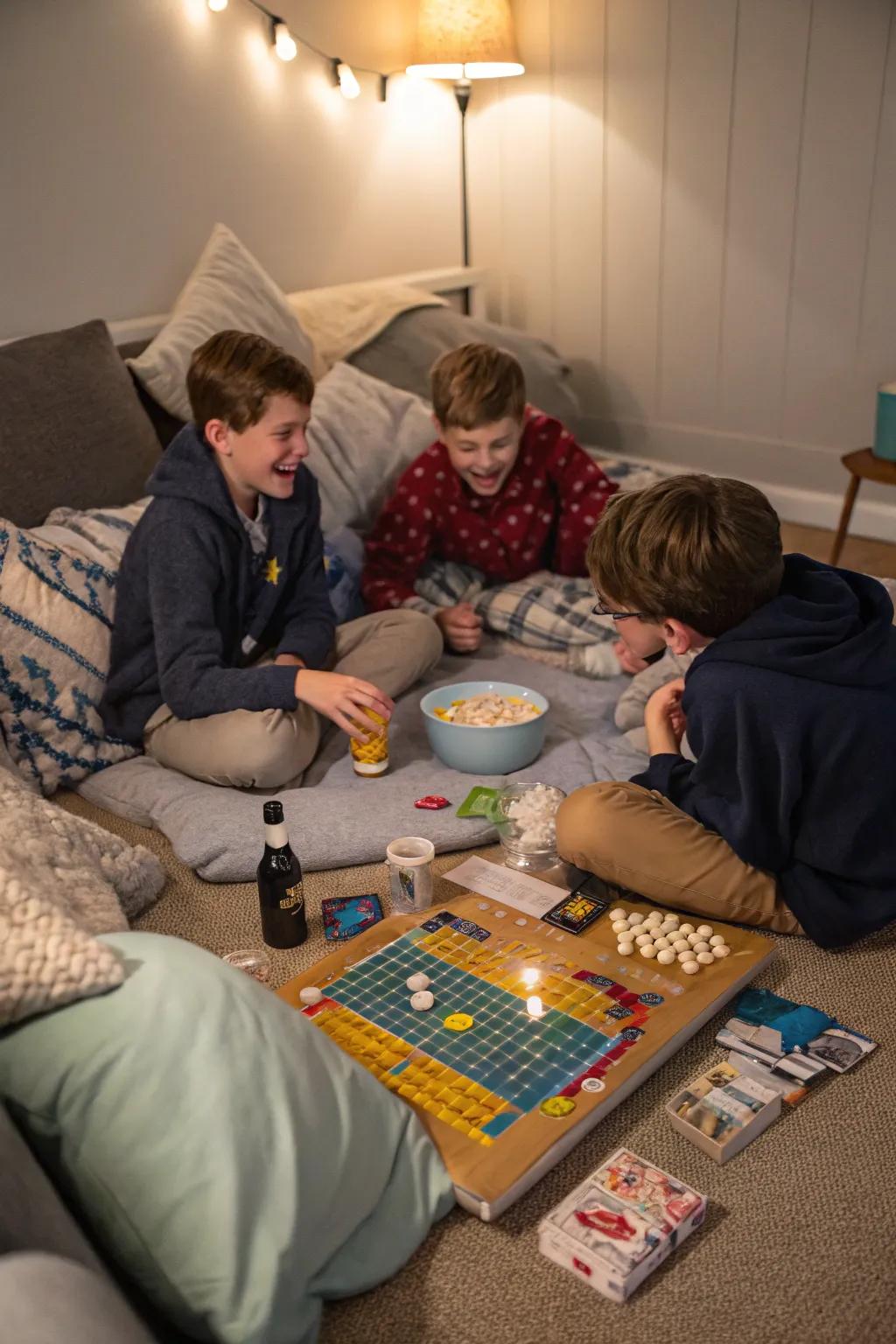 A board game extravaganza contributes friendly competition to the occasion.