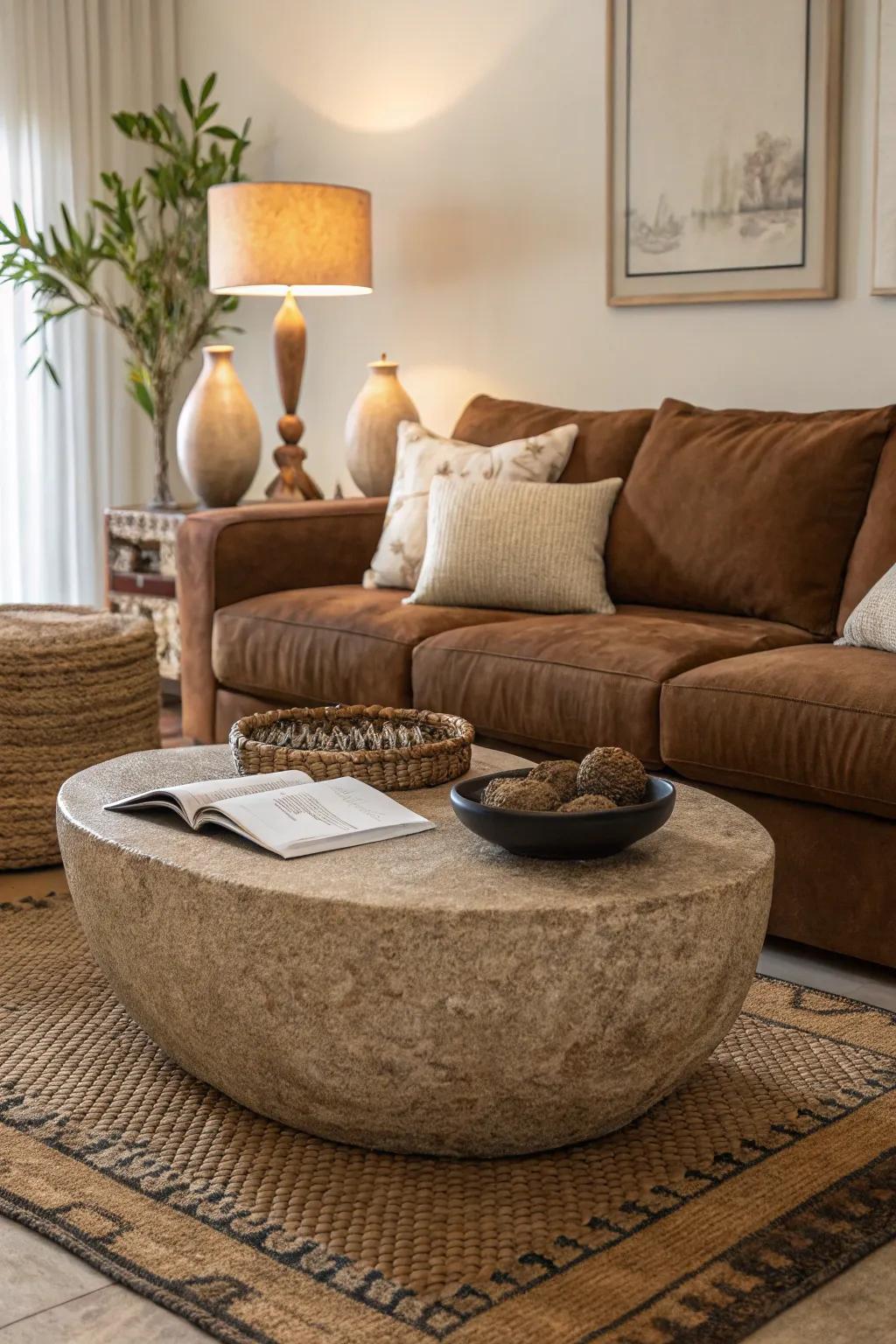 Stone features deliver contrast and a natural touch to the design.