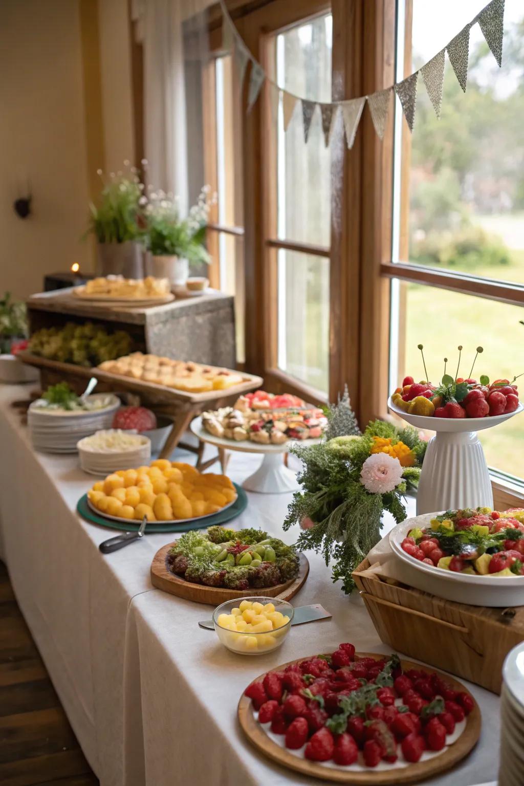 Sunlight enhances the welcoming atmosphere of your buffet.
