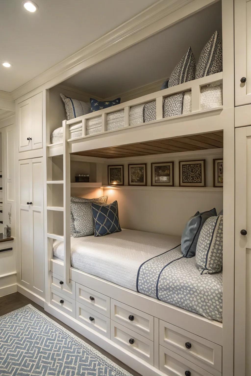 Harmony through design: symmetrical bunk beds leading to a balanced atmosphere.