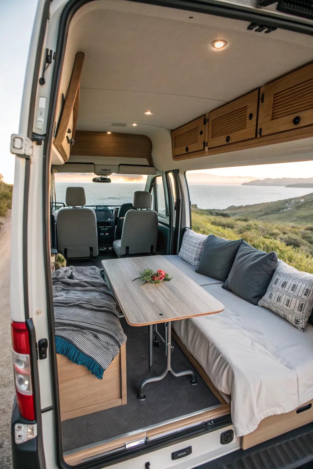 Table beds offer dual functionality, smoothly transitioning from dining to sleeping.