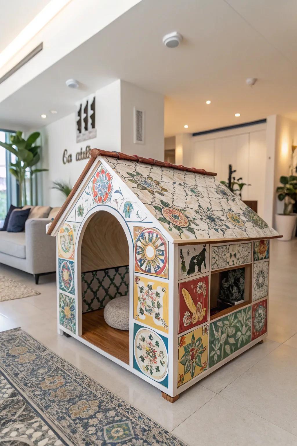 Make your dog kennel a focal point with artistic touches.