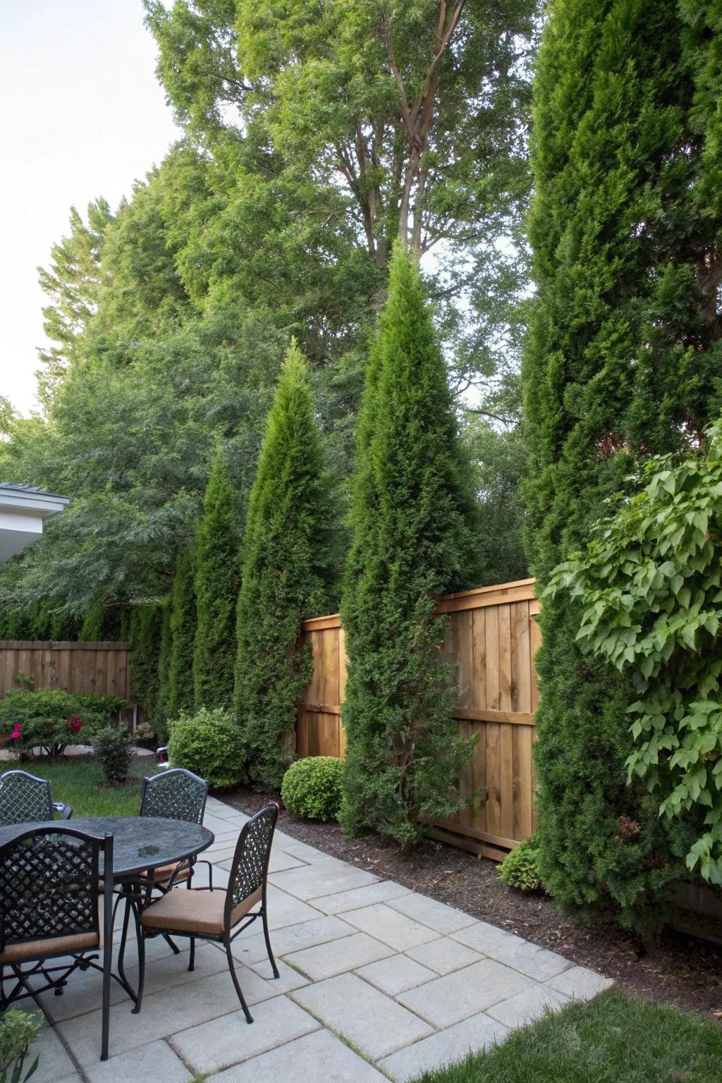 Rapid-growing trees are a natural and enduring seclusion resolution.