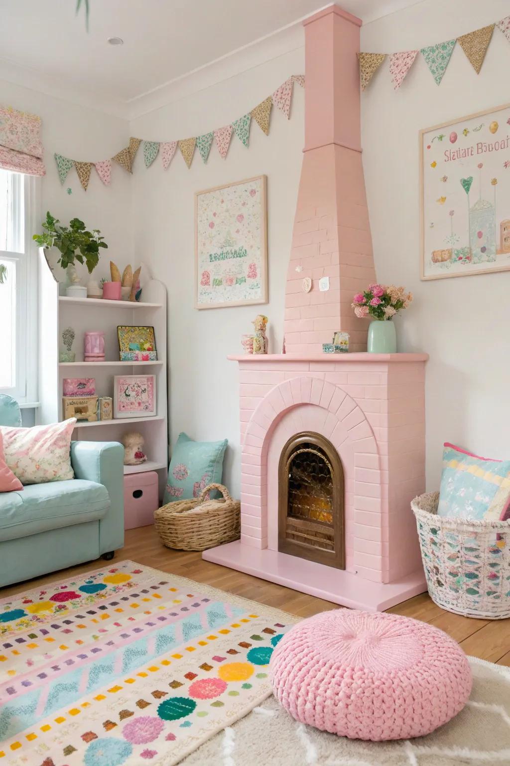 Pastel roseate injects a frolicsome and capricious vibration into this charming area.