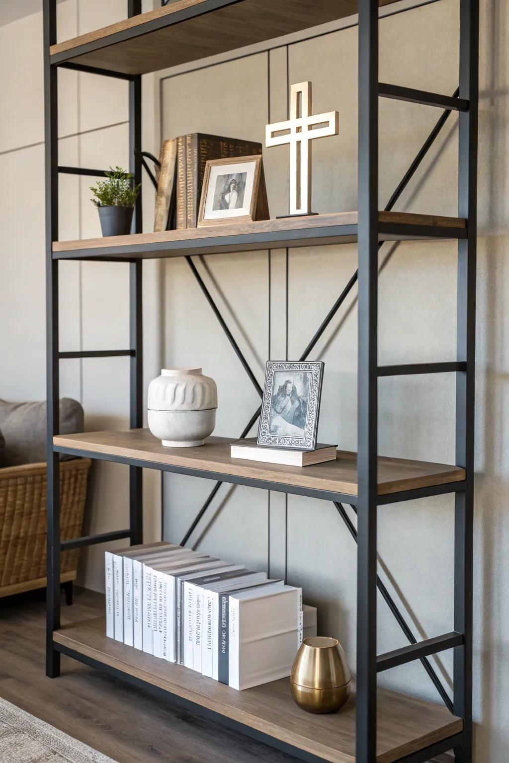 Subtle Christian symbols offer a modern and significant design aspect.