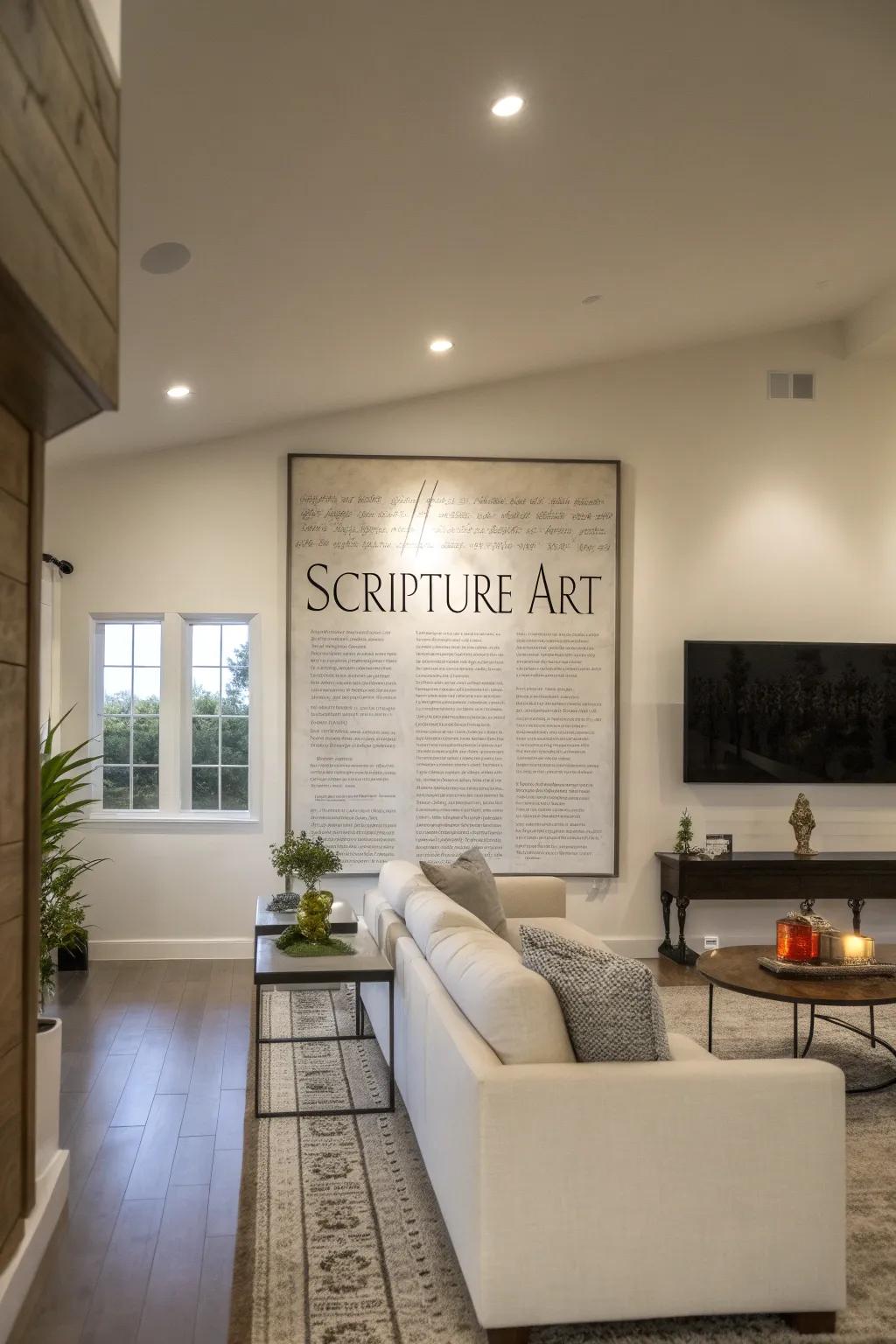 Grand art presenting faith as a prominent statement.