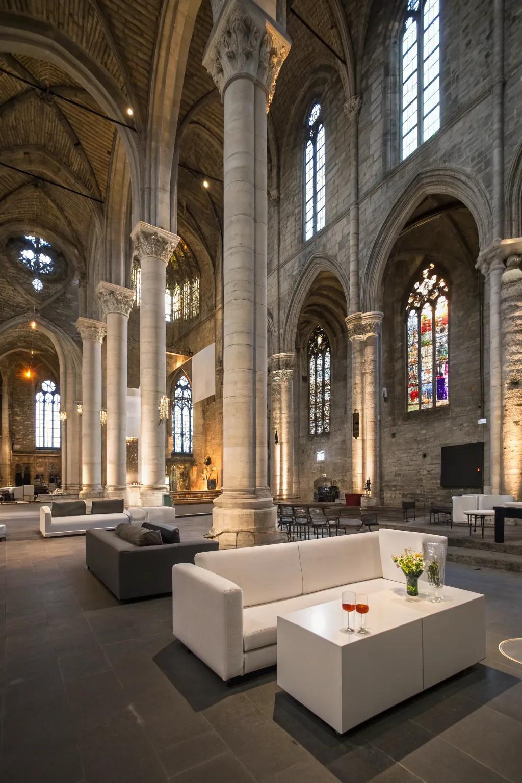 A striking juxtaposition between modern and ancient.