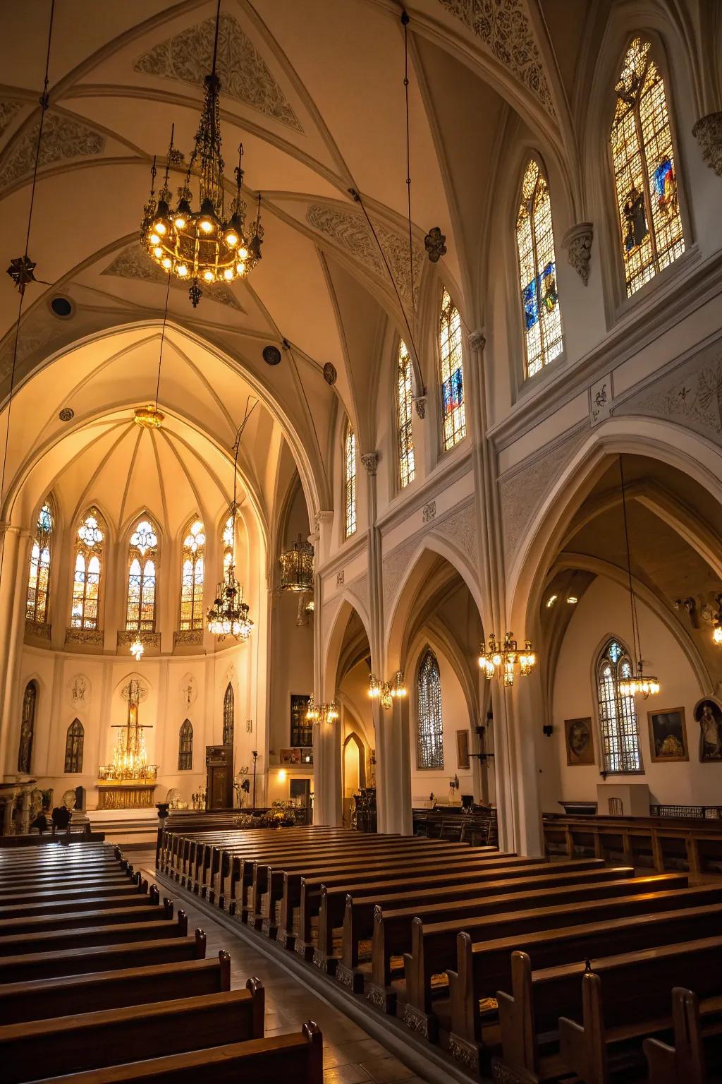 Church interior featuring ambient radiance.