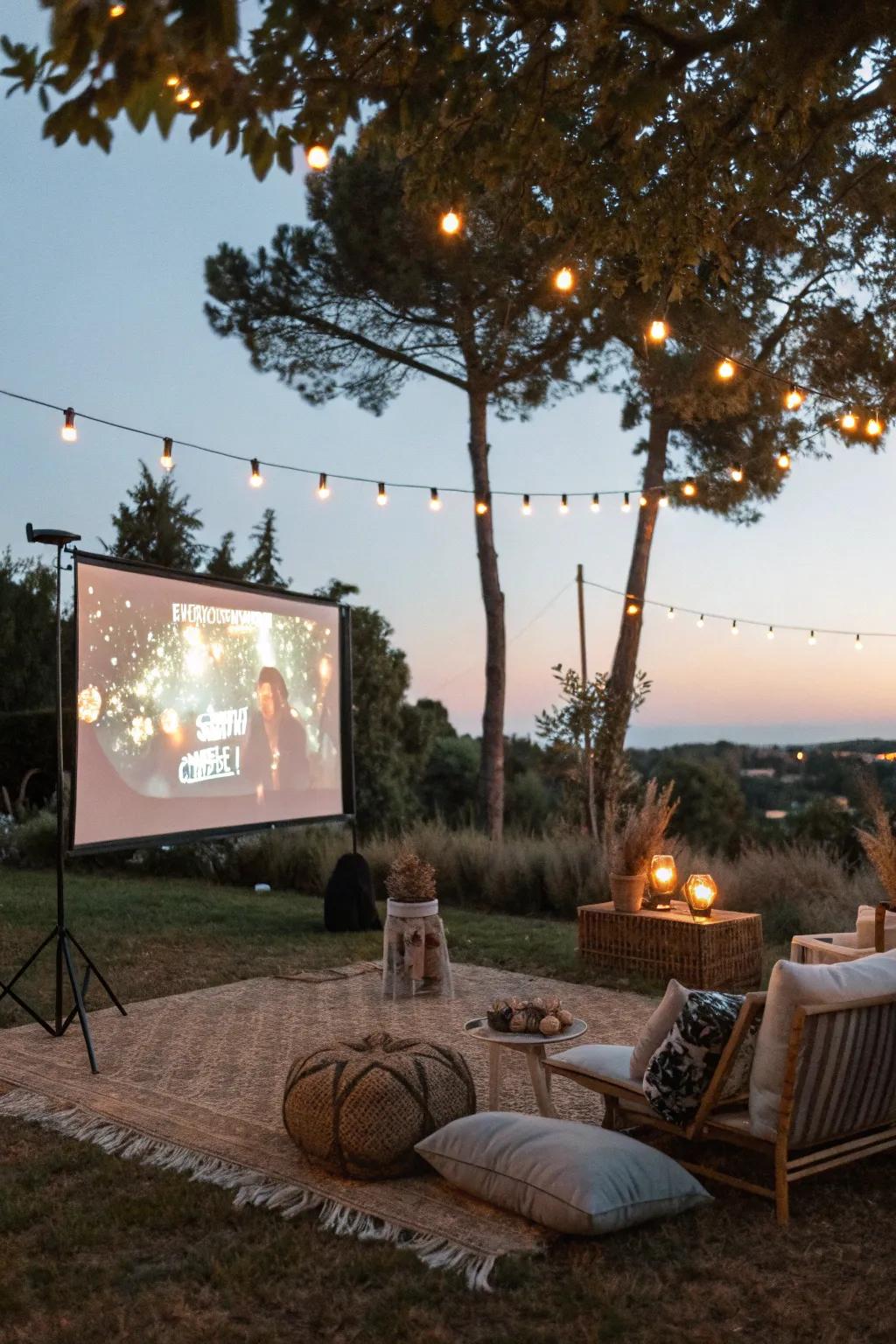 An inviting alfresco cinematic gathering for a dual screening venture.