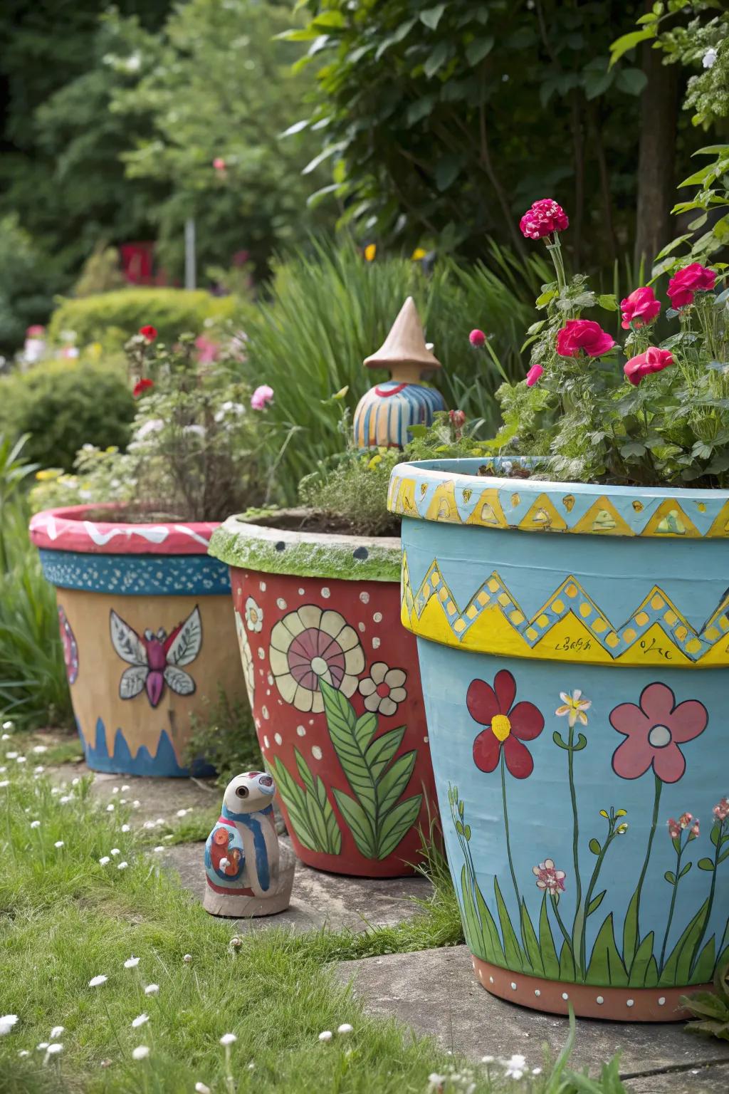 Artistic items in plant pot gardening.