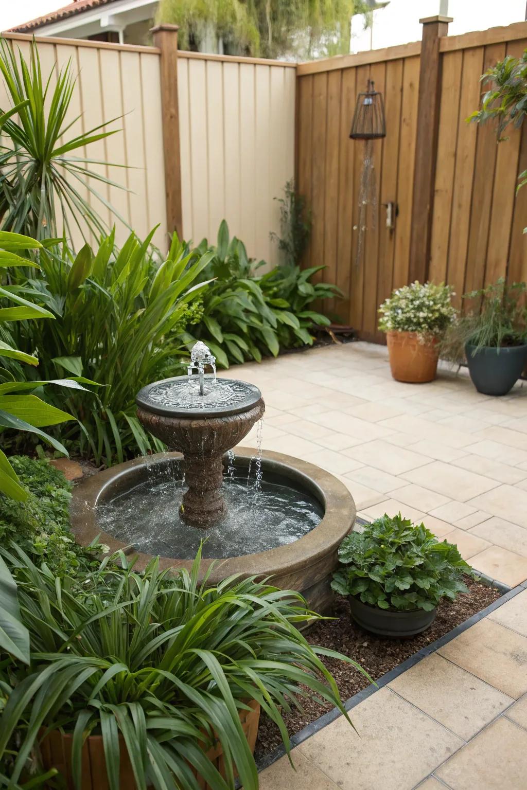 Water features bring tranquility to your patio.