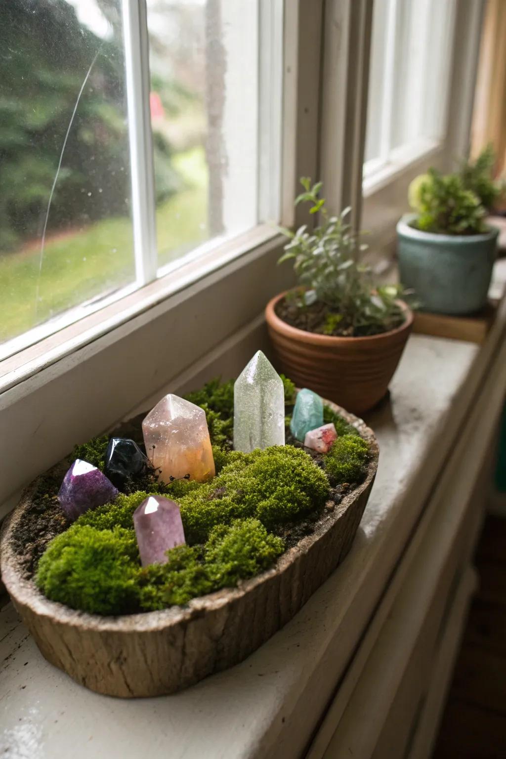 A sill transfigured into an enchanted ‘gem woodland’.