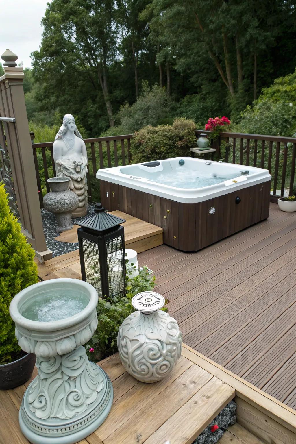 Art elevates the hot tub deck.