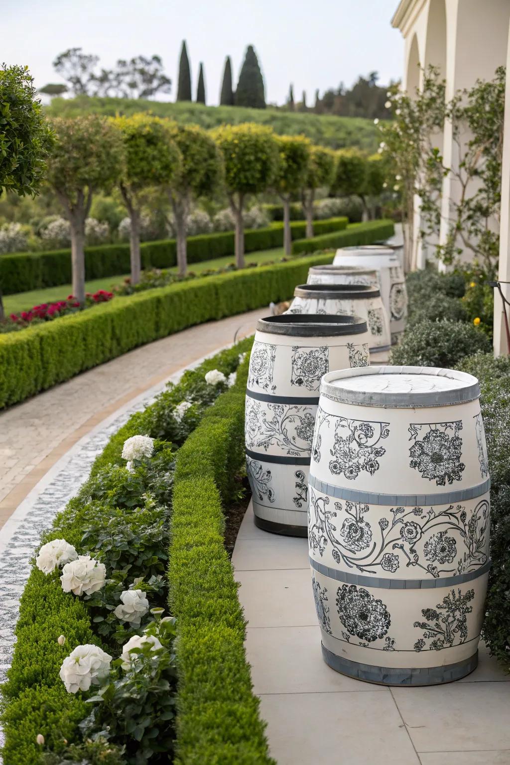 Monochrome enchantment painted barrels