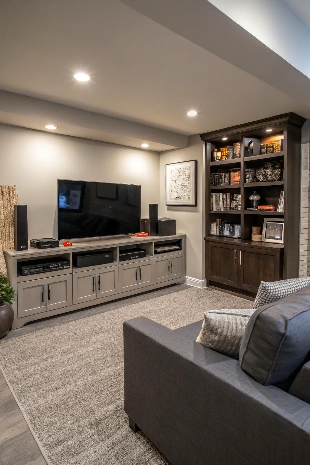 A tech-enhanced entertainment space for contemporary living.