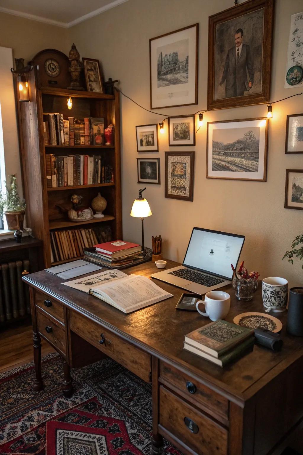 Espresso desks provide depth and classic warmth.