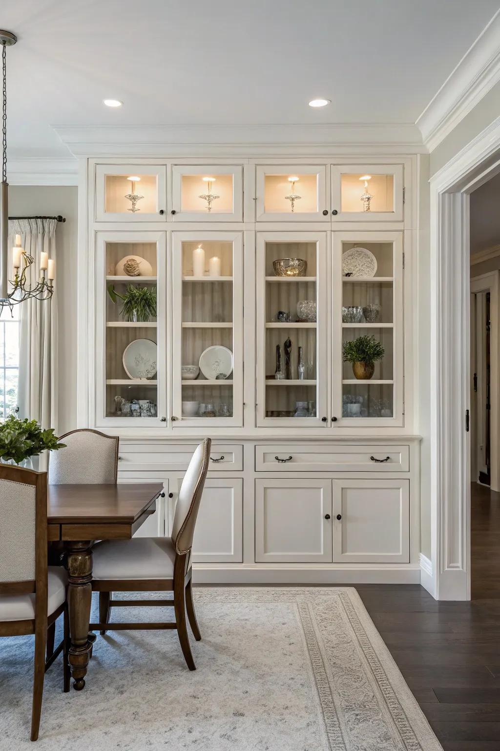 Symmetrical cabinet layouts establish a sense of balance and harmony.