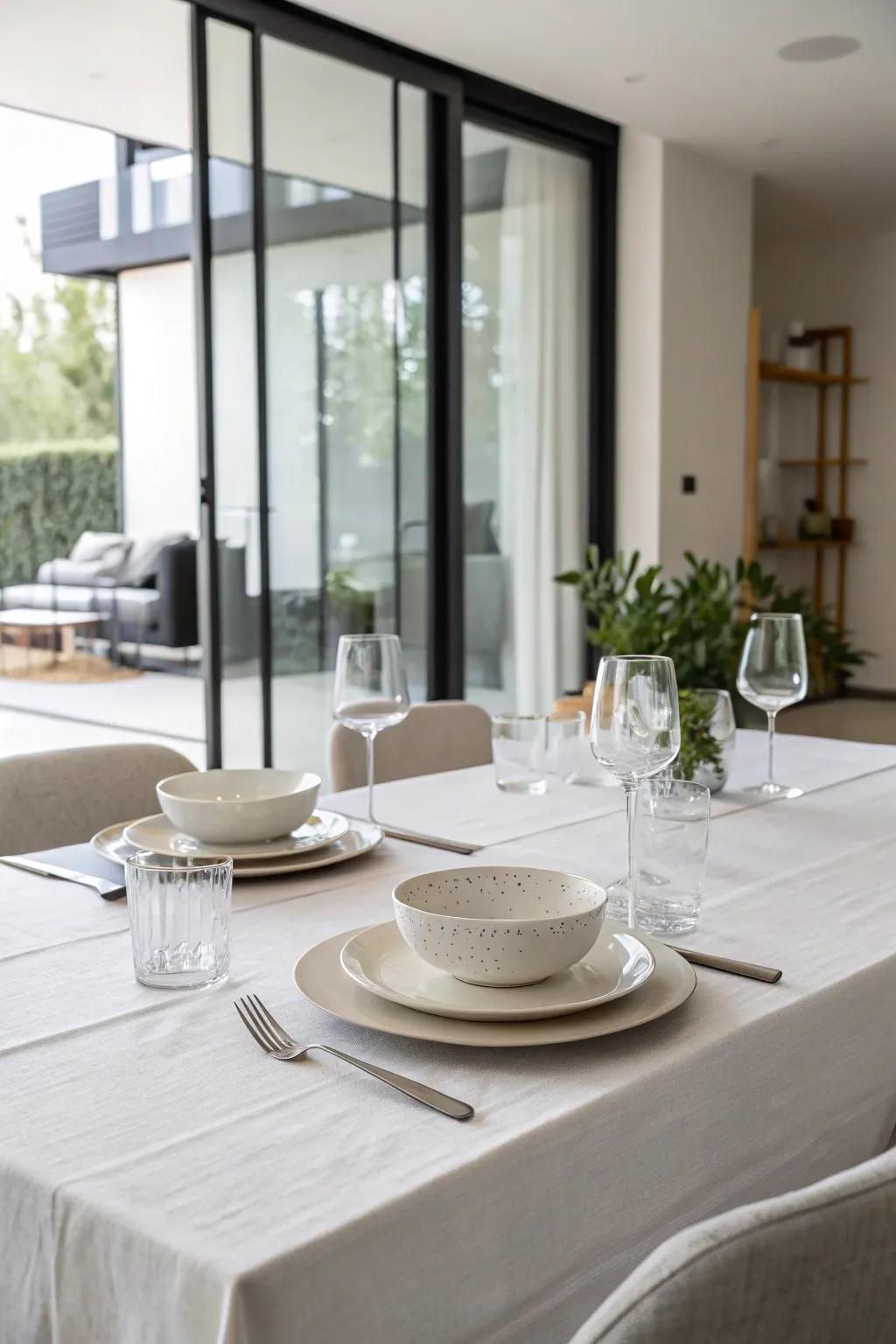 A minimalist table setting accentuates simplicity and elegance.