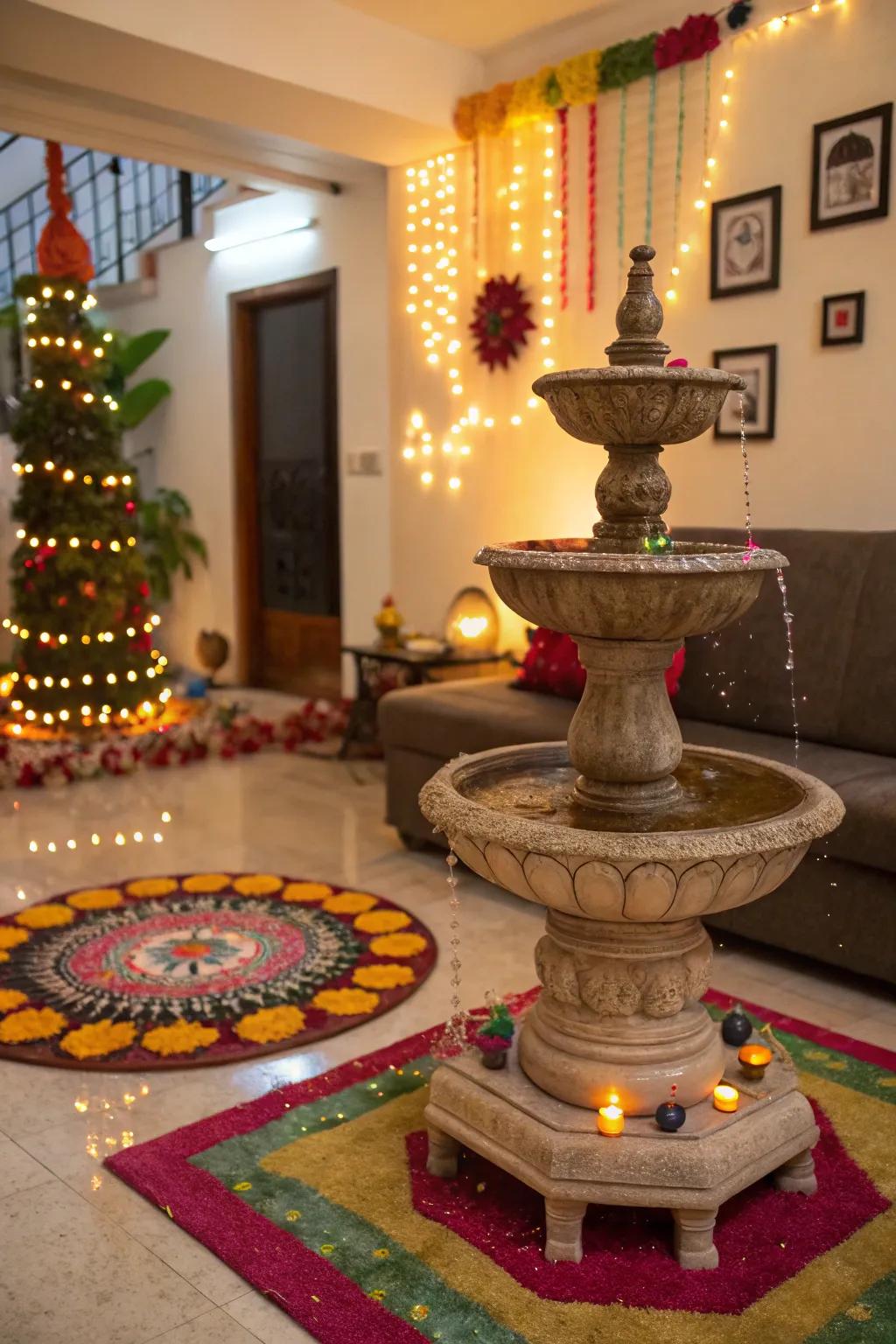 Water elements convey calmness and elegance.