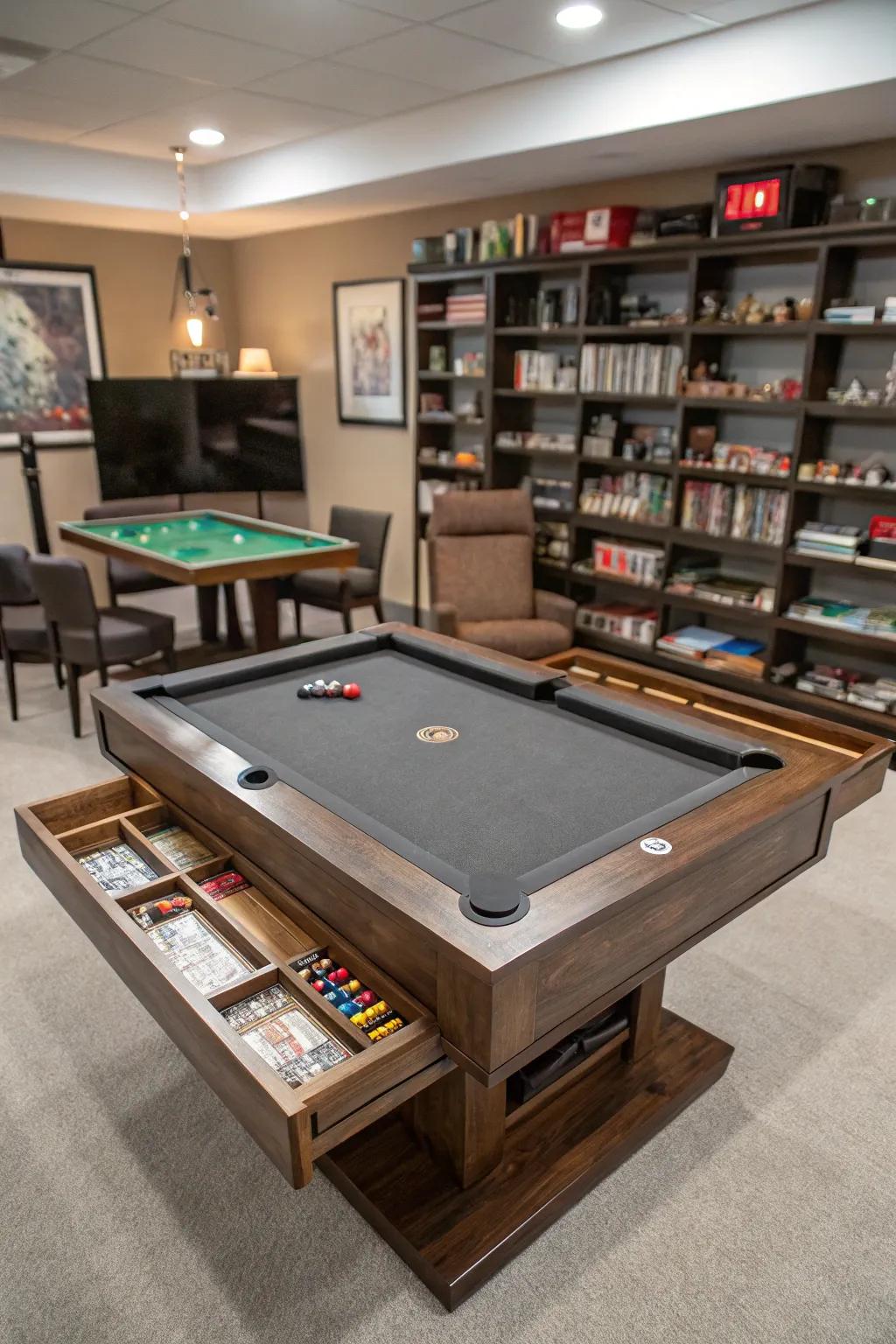 Double-tier configurations ensure your game is organized and tidy.