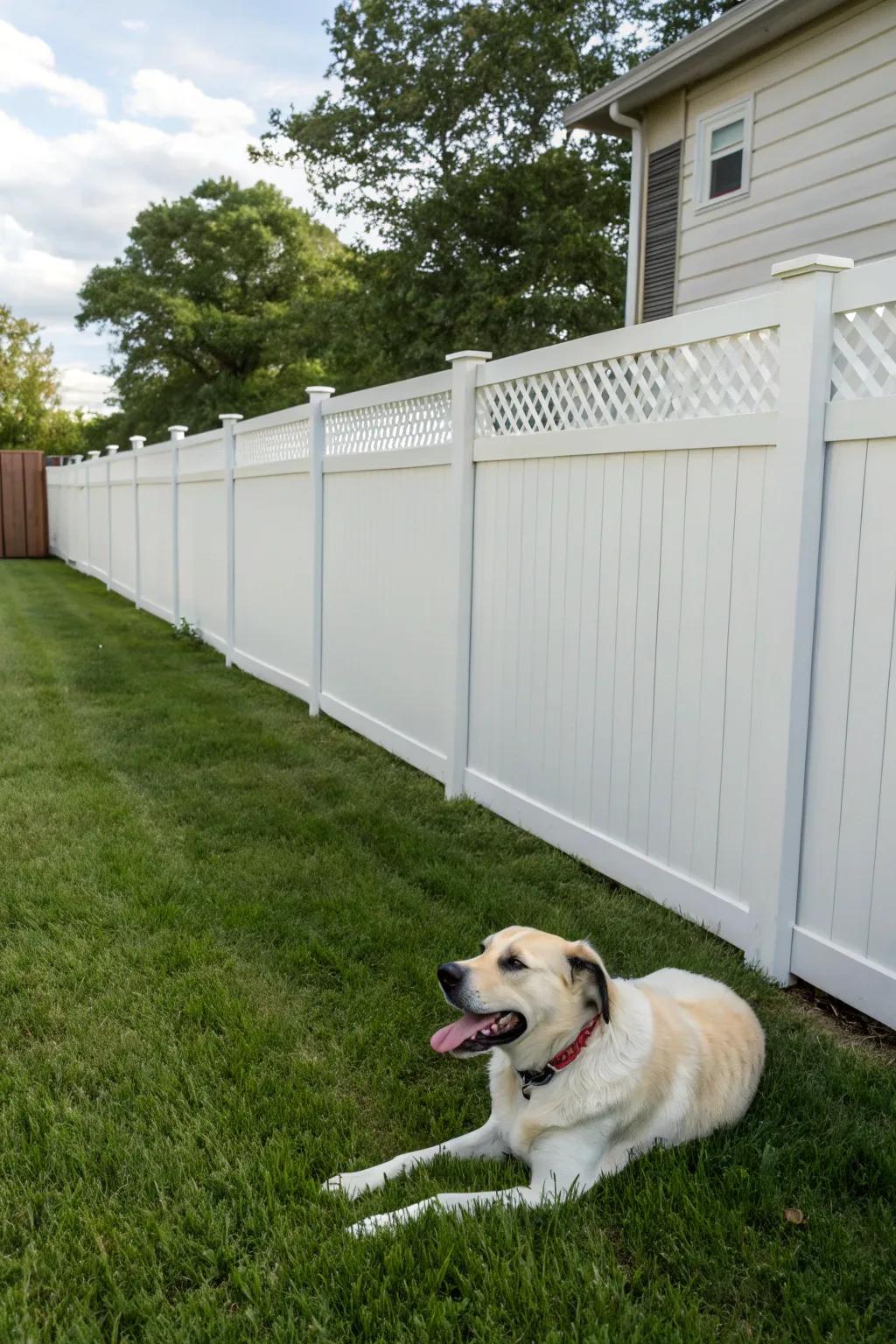 A durable synthetic shield offering privacy and minimal upkeep.
