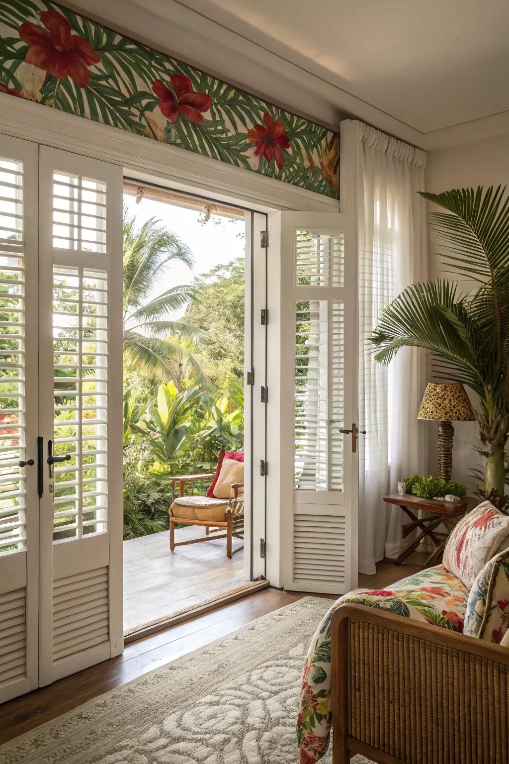 Contribute equatorial flamboyance through louvered doors.