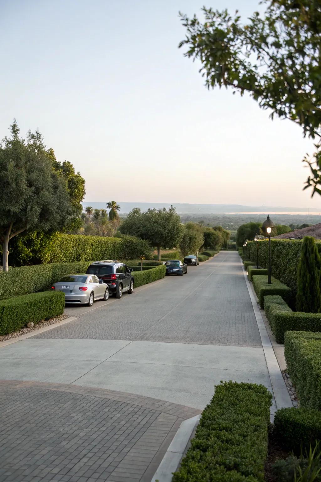 Expansive paths present extra space for parking and mobility.