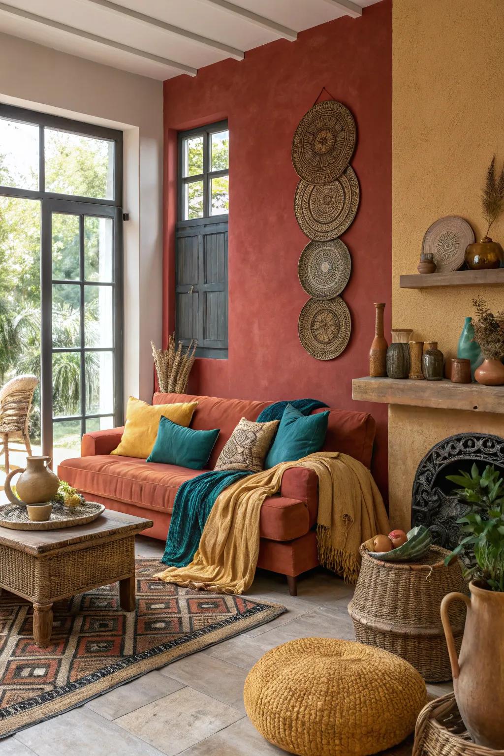 Use varying shades of earth tones for a rich and inviting atmosphere.