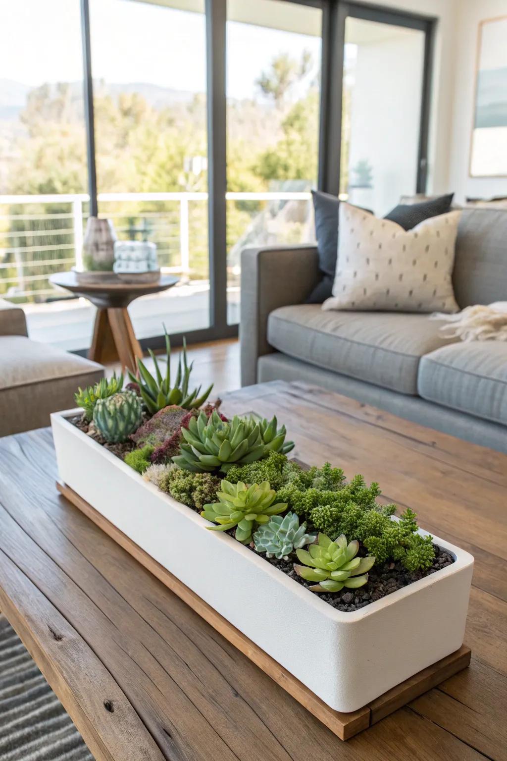 Succulent planters present a verdant solution with minimal upkeep.