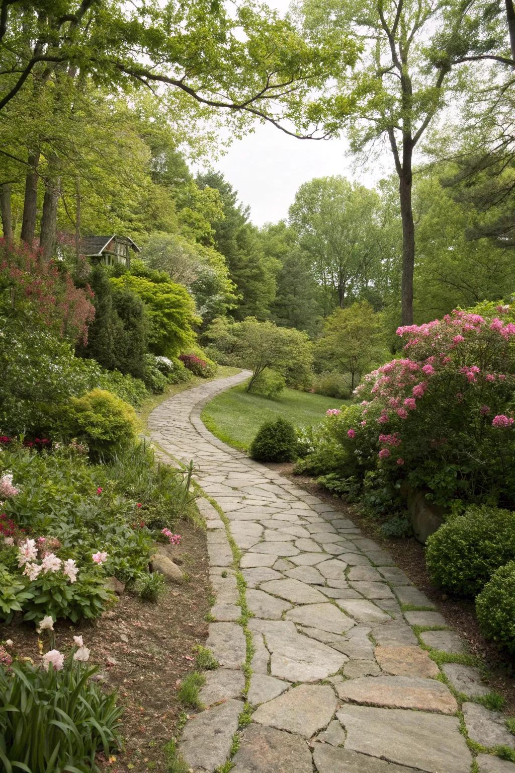 Natural rock pathways deliver enduring charm and guidance.