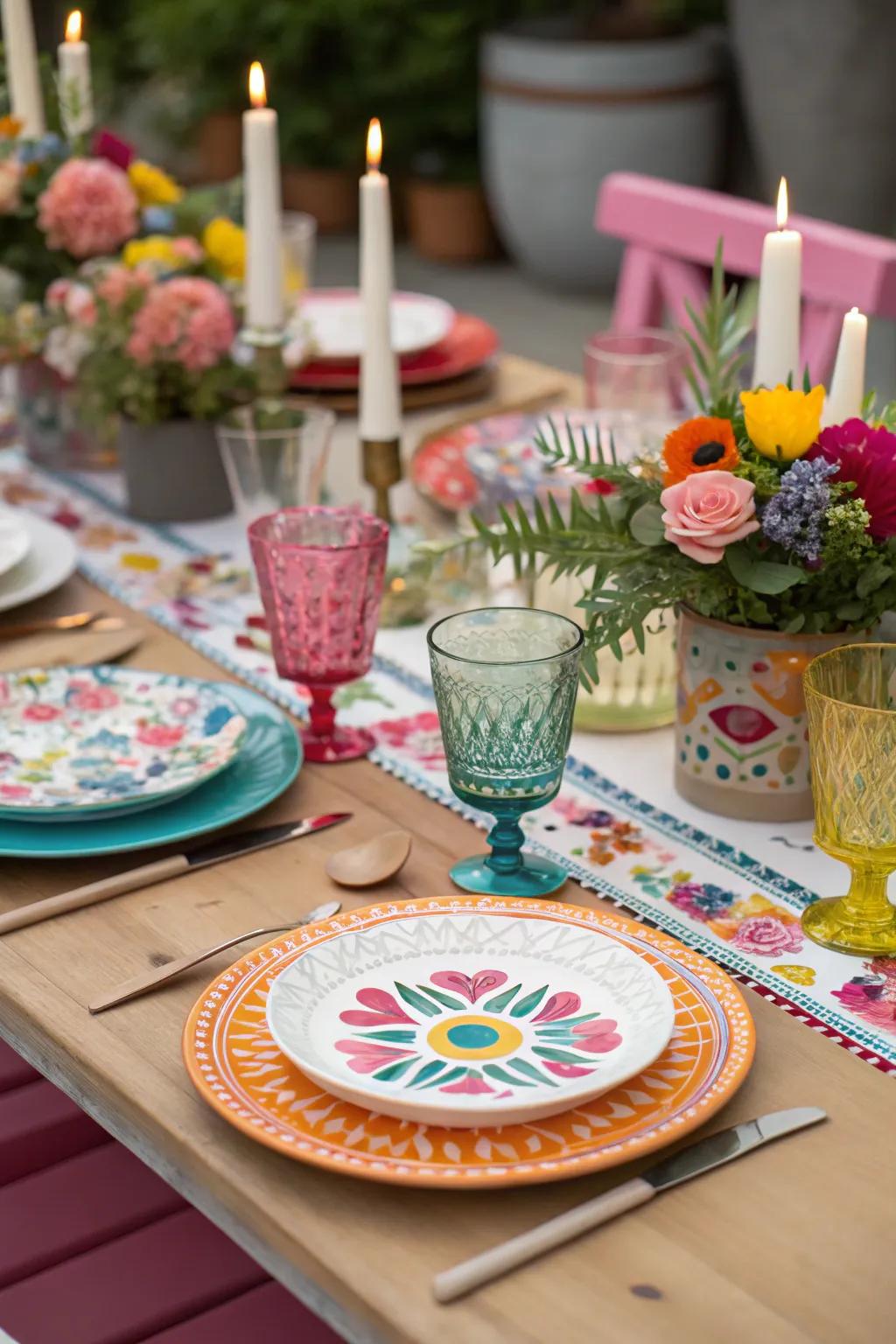 Eclectic tableware infuses table settings with added personality.