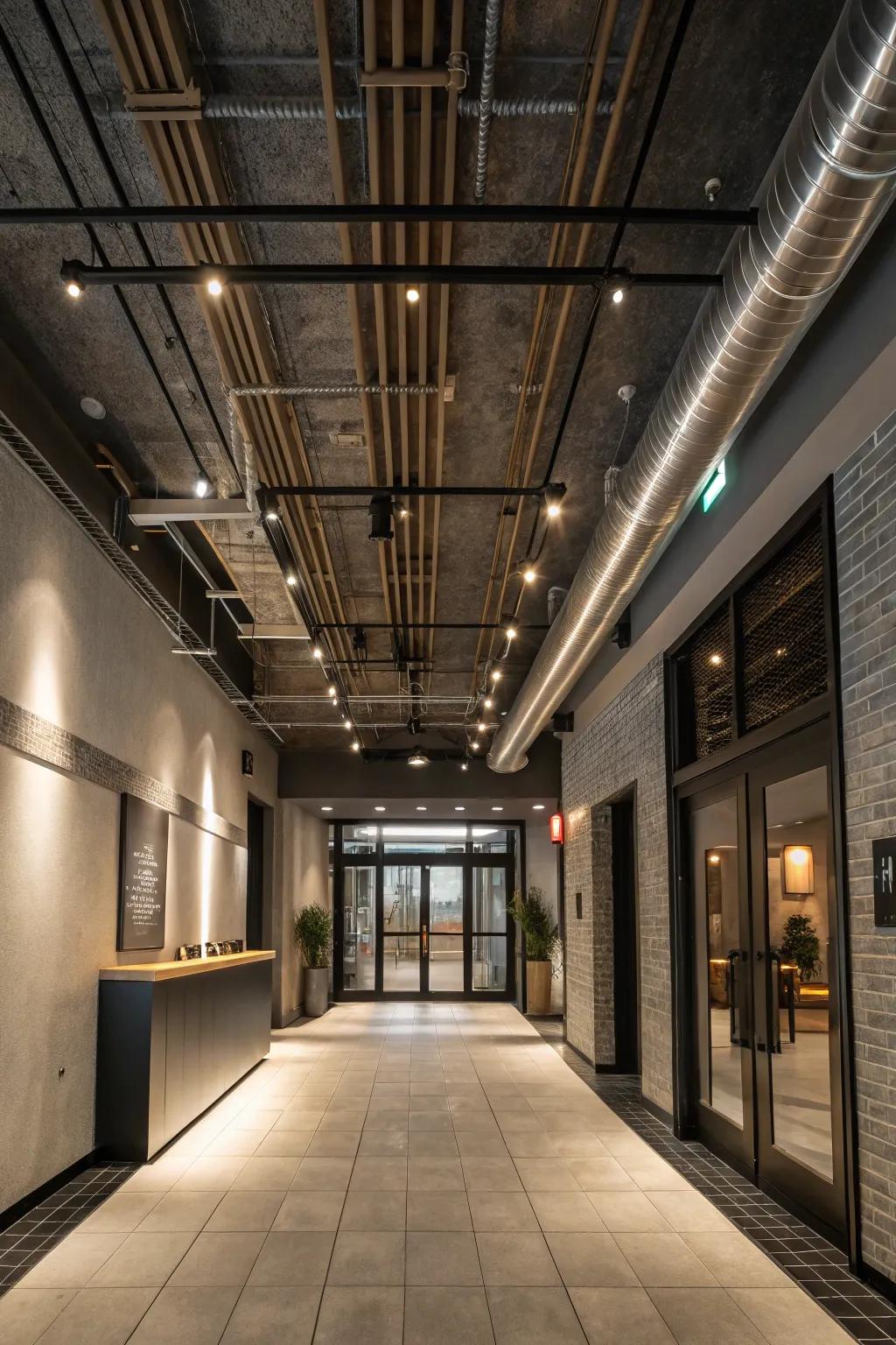 Urban refinement ceilings present a modern, edgy vibe.