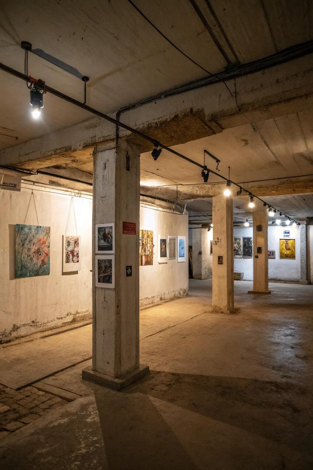 Artistic installations transform the open ceiling into a captivating canvas.