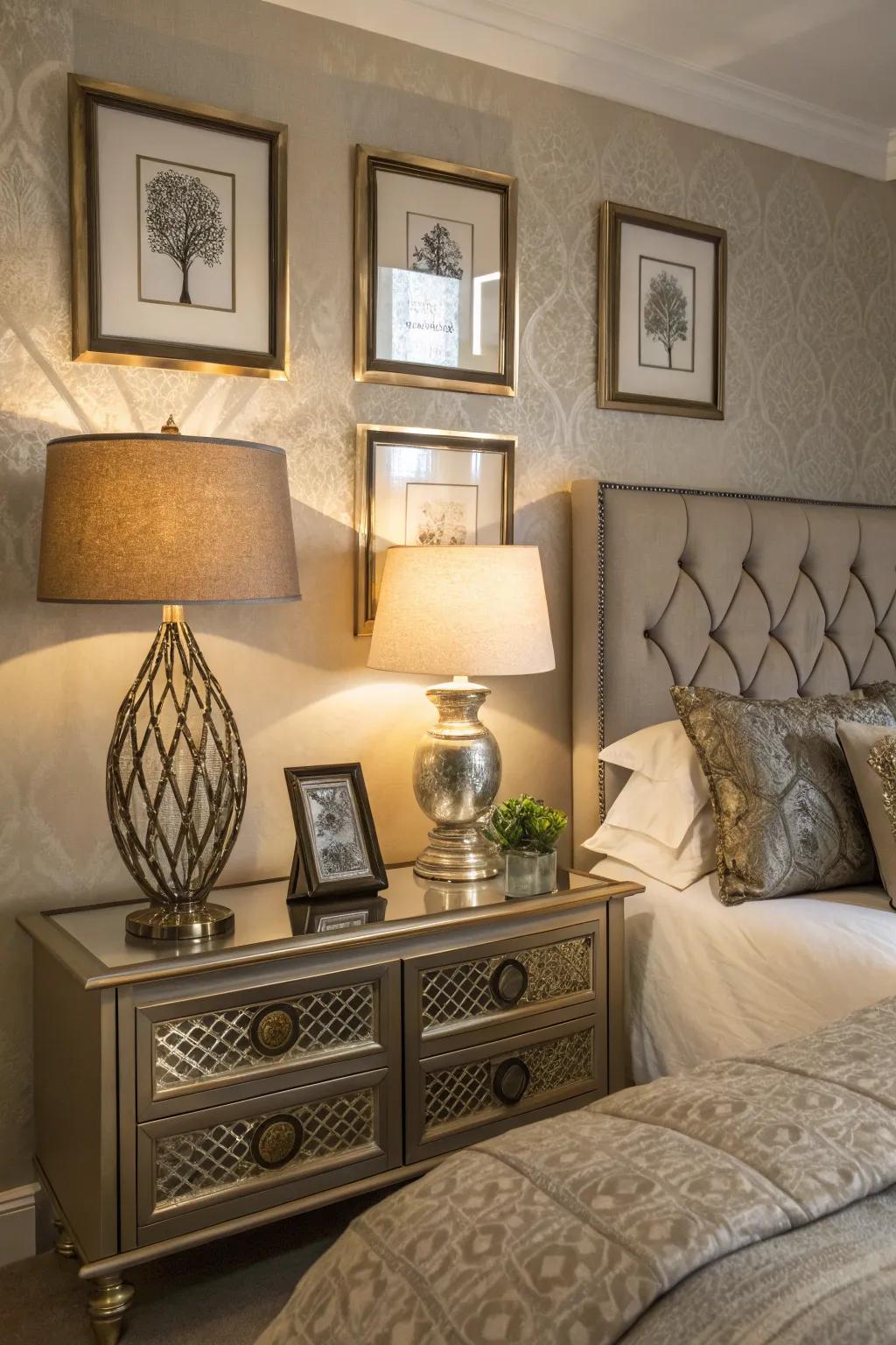 Metallic accents infuse elegance and light refraction into your design.