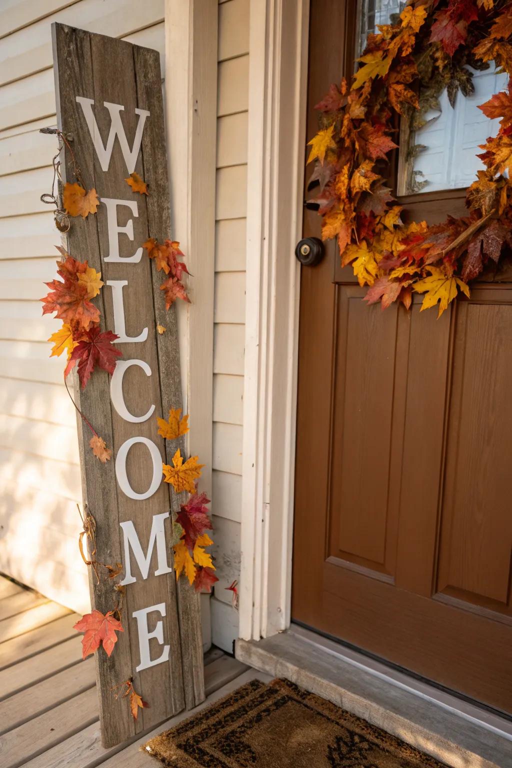 Incorporate a burst of color with a foliage garland on your fall display.