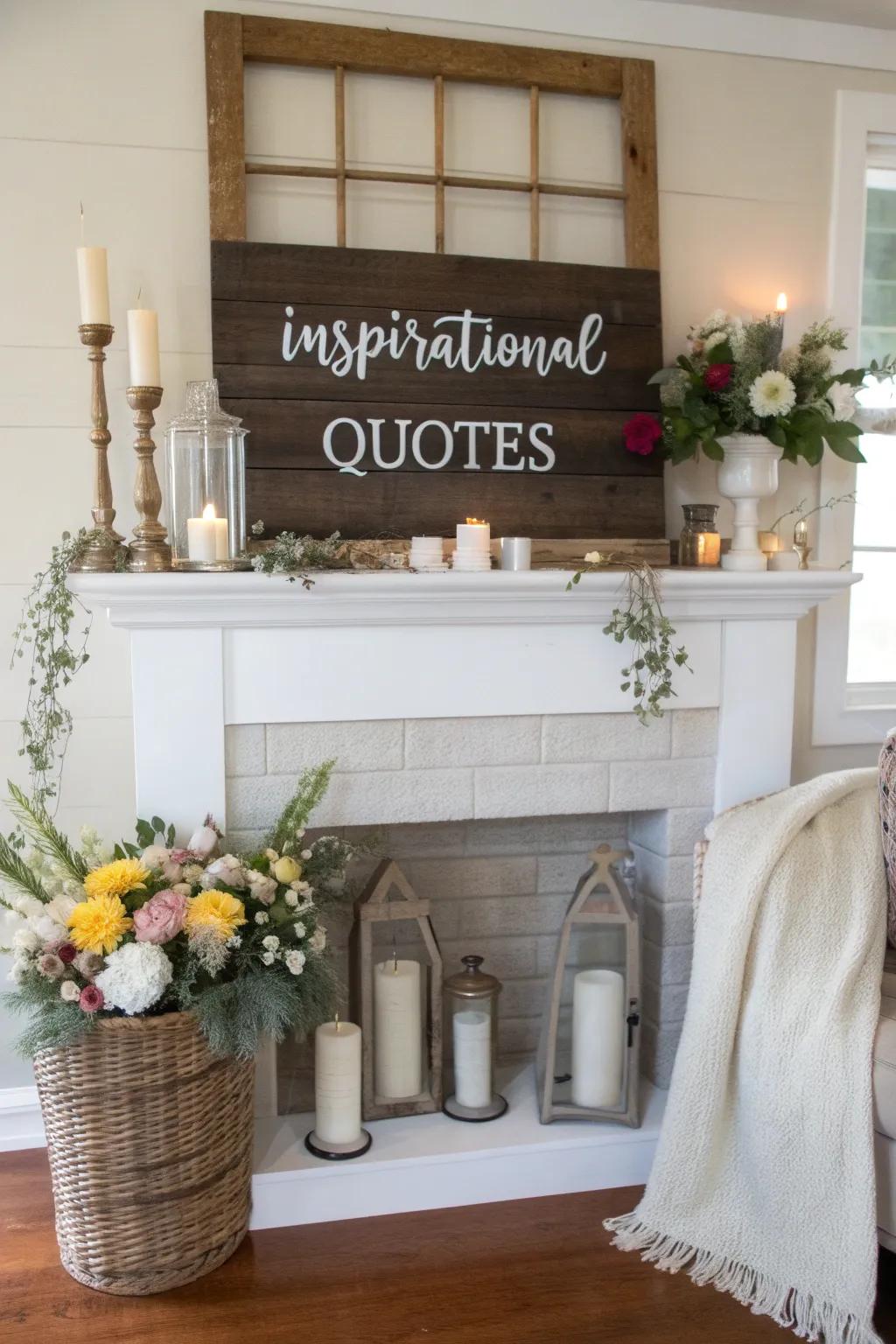 Farmhouse signage lends a personal, emotional aspect to the display.